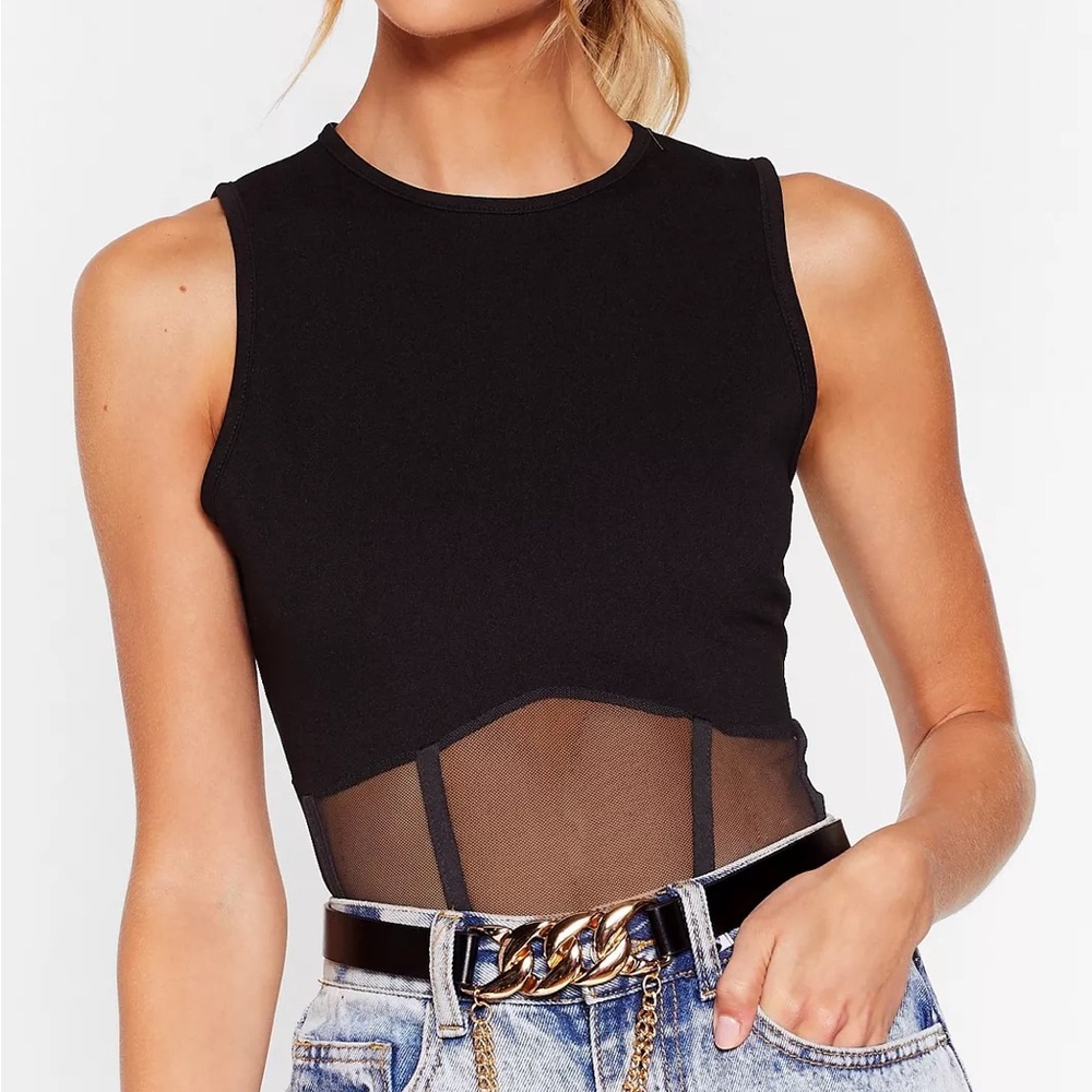 Nasty gal mesh corset top size 4